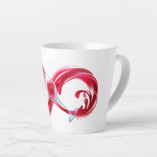 Oneindigheid met rode wijn latte mok (Rechterhoek)