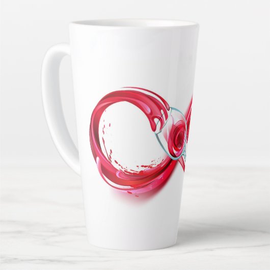 Oneindigheid met rode wijn latte mok (Linkerhoek)