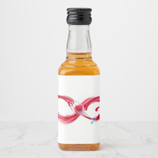 Oneindigheid met rode wijn likeurfles etiket (Voorkant)