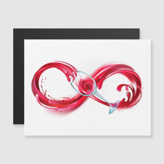 Oneindigheid met rode wijn magnetische uitnodiging (Voorkant / Achterkant)
