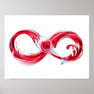 Oneindigheid met rode wijn poster