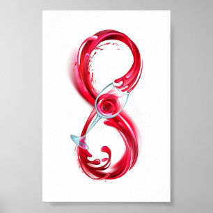 Oneindigheid met rode wijn poster