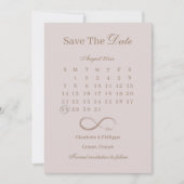 Oneindigheid Stof Roze Kalender Trouwdatum Bespare Kaart (Voorkant)