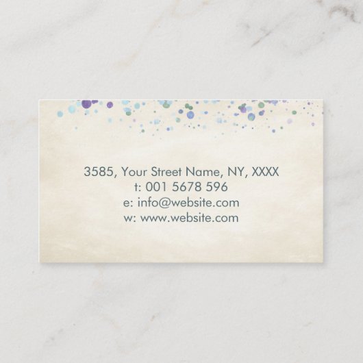 Oneindigheid Waterverf Pastel Blauwe en Paarse oli Visitekaartje (Achterkant)