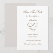 Oneindigheidssymbool Goud Witte Save The Date Trou Kaart (Voorkant / Achterkant)