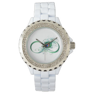 Oneindigheidssymbool met pauwenveer horloge
