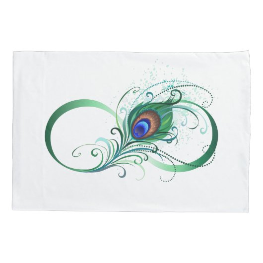 Oneindigheidssymbool met pauwenveer kussensloop (Achterkant)