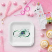 Oneindigheidssymbool met pauwenveer papieren bordje (Feest)