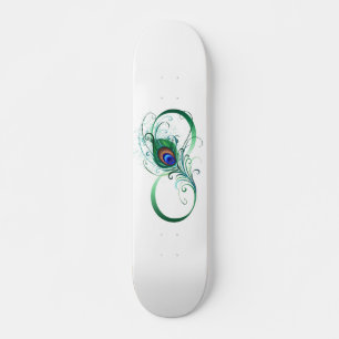 Oneindigheidssymbool met pauwenveer skateboard