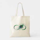 Oneindigheidssymbool met pauwenveer tote bag (Achterkant)