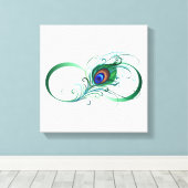 Oneindigheidssymbool met pauwveer canvas afdruk (Insitu (Houten vloer))