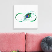 Oneindigheidssymbool met pauwveer canvas afdruk (Insitu (Woonkamer))