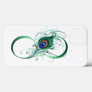 Oneindigheidssymbool met pauwveer iPhone 13 hoesje