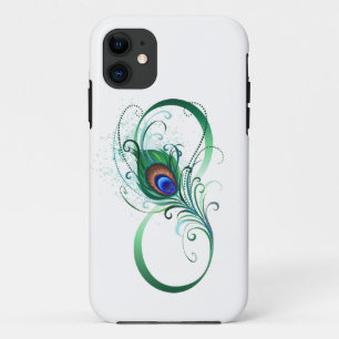 Oneindigheidssymbool met pauwveer iPhone 11 hoesje