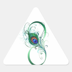 Oneindigheidssymbool met pauwveer driehoek sticker