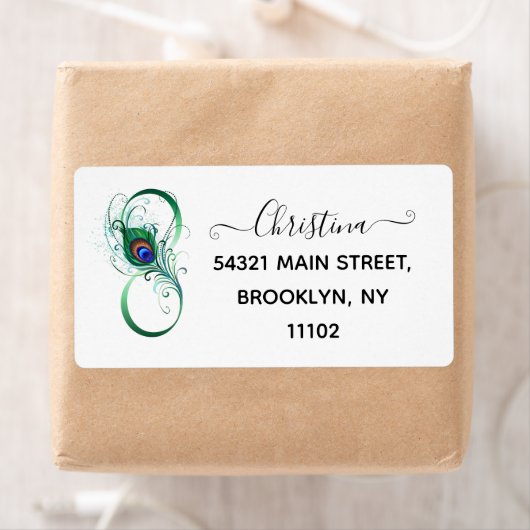 Oneindigheidssymbool met pauwveer etiket (Insitu)