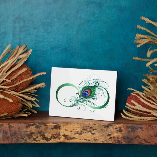 Oneindigheidssymbool met pauwveer fotoplaat (Zijkant)