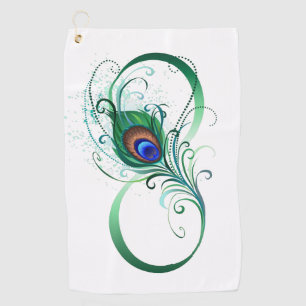 Oneindigheidssymbool met pauwveer golfhanddoek