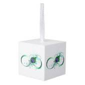 Oneindigheidssymbool met pauwveer kubus ornament (Achter hoekig)