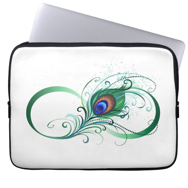 Oneindigheidssymbool met pauwveer laptop sleeve (Voorkant)