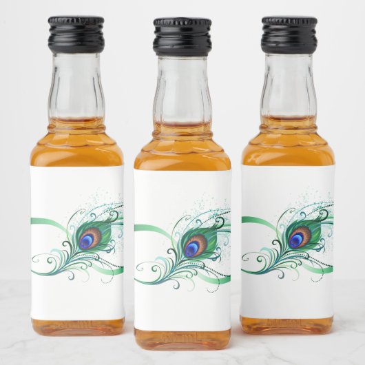 Oneindigheidssymbool met pauwveer likeurfles etiket (Flessen)