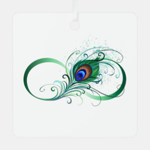 Oneindigheidssymbool met pauwveer metalen ornament
