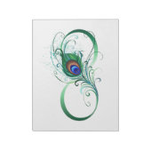 Oneindigheidssymbool met pauwveer notitieblok (Gedraaid)