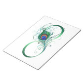 Oneindigheidssymbool met pauwveer notitieblok (Schuin)