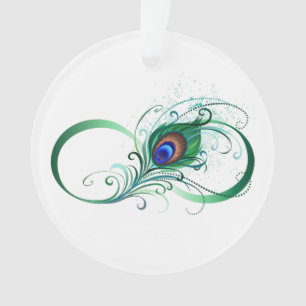 Oneindigheidssymbool met pauwveer ornament