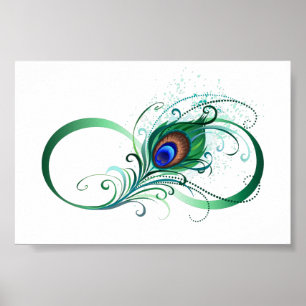 Oneindigheidssymbool met pauwveer poster