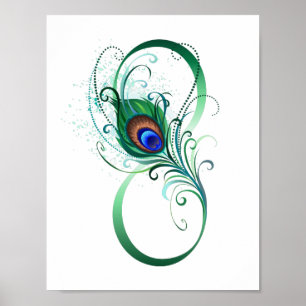 Oneindigheidssymbool met pauwveer poster