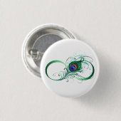 Oneindigheidssymbool met Pauwveer Ronde Button 3,2 Cm (Voorkant /achterkant)