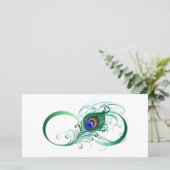 Oneindigheidssymbool met pauwveer save the date (Staand voorkant)