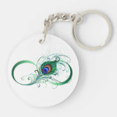 Oneindigheidssymbool met pauwveer sleutelhanger (Achterkant)