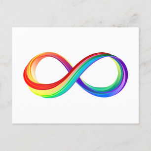 Oneindigheidssymbool met regenboog in lagen feestdagenkaart