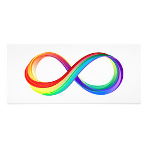 Oneindigheidssymbool met regenboog in lagen reclamekaart
