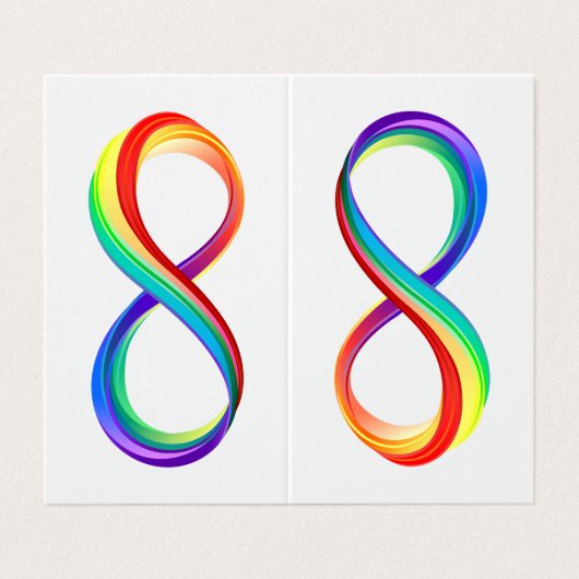 Oneindigheidssymbool met regenboog in lagen visitekaartjes (Buitenkant ongevouwen)