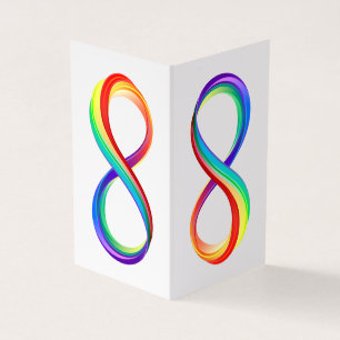Oneindigheidssymbool met regenboog in lagen visitekaartjes