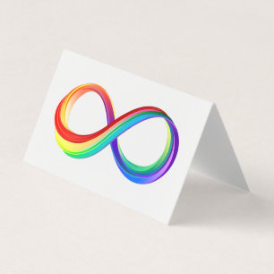Oneindigheidssymbool met regenboog in lagen visitekaartjes