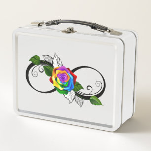 Oneindigheidssymbool met regenboogroos