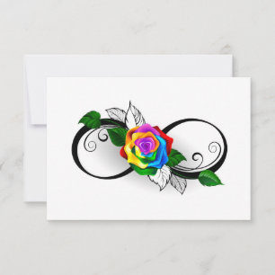 Oneindigheidssymbool met regenboogroos bedankkaart