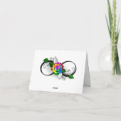 Oneindigheidssymbool met regenboogroos bedankkaart (Achterkant)