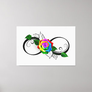 Oneindigheidssymbool met regenboogroos canvas afdruk