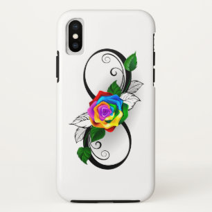 Oneindigheidssymbool met regenboogroos iPhone XS hoesje