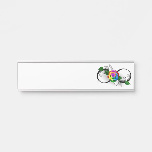 Oneindigheidssymbool met regenboogroos deurbordje (Voorkant)