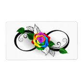 Oneindigheidssymbool met regenboogroos etiket (Voorkant)