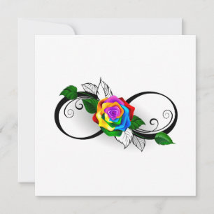 Oneindigheidssymbool met regenboogroos feestdagenkaart