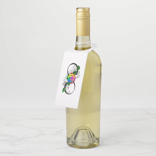 Oneindigheidssymbool met regenboogroos flessenhanger (Schuin)