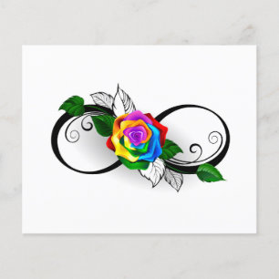 Oneindigheidssymbool met regenboogroos flyer
