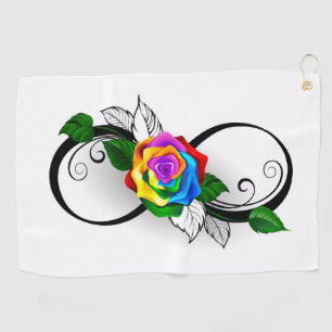 Oneindigheidssymbool met regenboogroos golfhanddoek